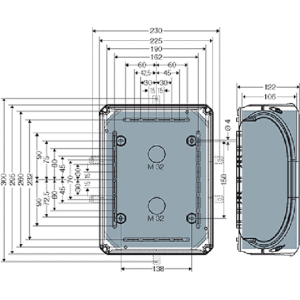 DK 3500 GZ разклонителна кутия ОМ IP66 295/225/122 - сива