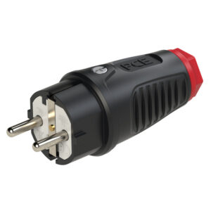 Гумиран щепсел (rubber PA6) Taurus2, 16A, 2P+E, 250V, IP54, черно/червен