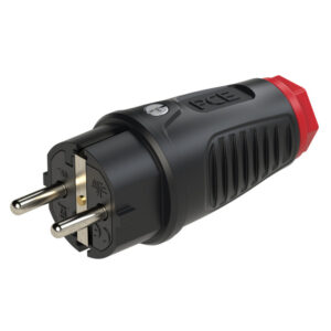 Гумиран щепсел (solid rubber TPE) Taurus2, 16A, 2P+E, 250V, IP54, черно/червен
