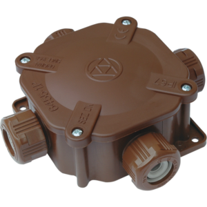 6455-11 4.P/7 Разклонителна кутия ОМ с вкл. щуцери и клеми 3L+N+PE, кафява IP67