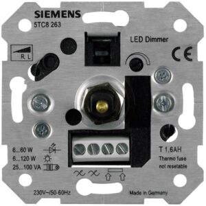 Димер - механизъм 230V/50-60Hz, въртящ, с бутон ВКЛ/ИЗКЛ, 6–120VA, за индуктивен товар, серия Delta Line