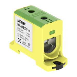 OTL150 жълто-зелен Тунелна клема 1P, 2 отвора, 1xAl/Cu 25-150мм2 1000V, 290/320A