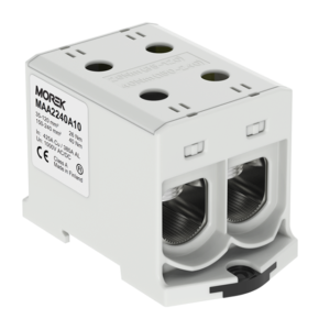 OTL240-2 сив Тунелна клема 1P, 4 отвора, 2xAl/Cu 35-240мм2 1000V, 380/425А