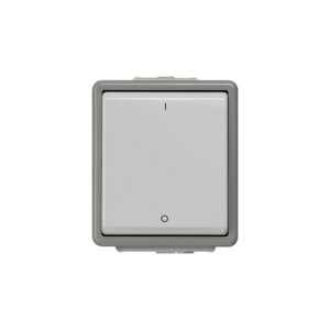 Двуполюсен ключ за открит монтаж, Delta surface, сив/тъмно сив, IP44, 10А/250V, 66x75 мм